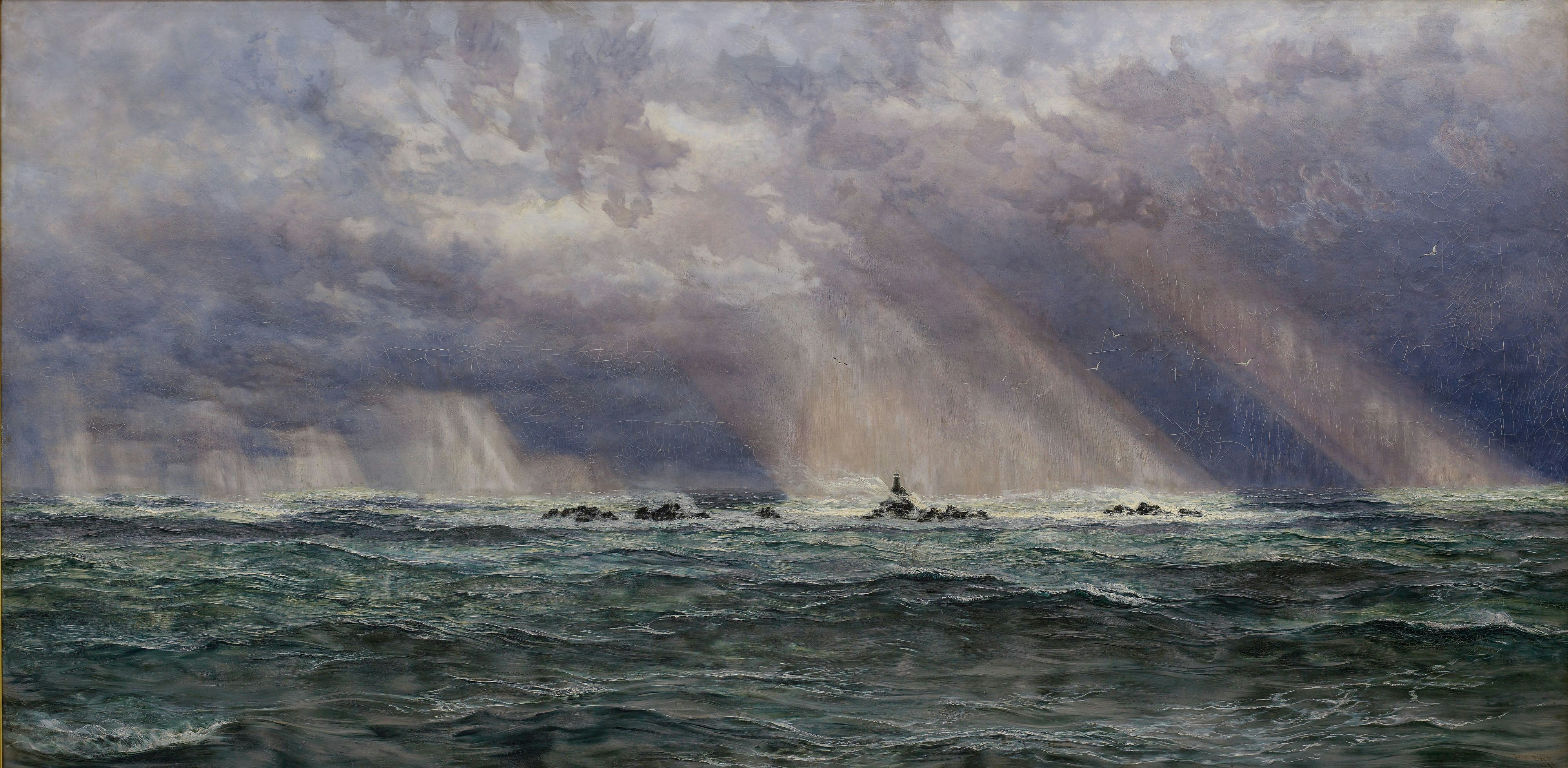 A North West Gale off the Longships Lighthouse, 1873 Artist: John Brett.